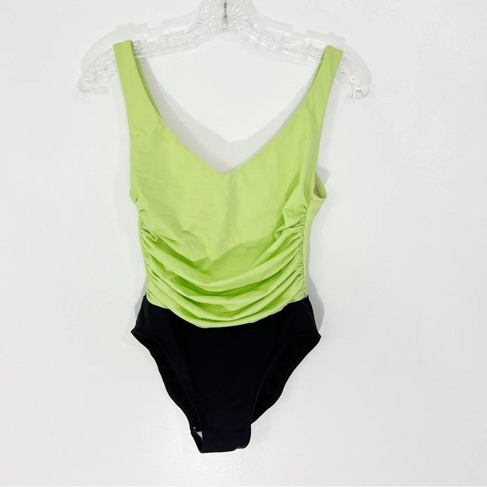 Miraclesuit Lime Green Black Colorblock Underwire One Piece Swimsuit